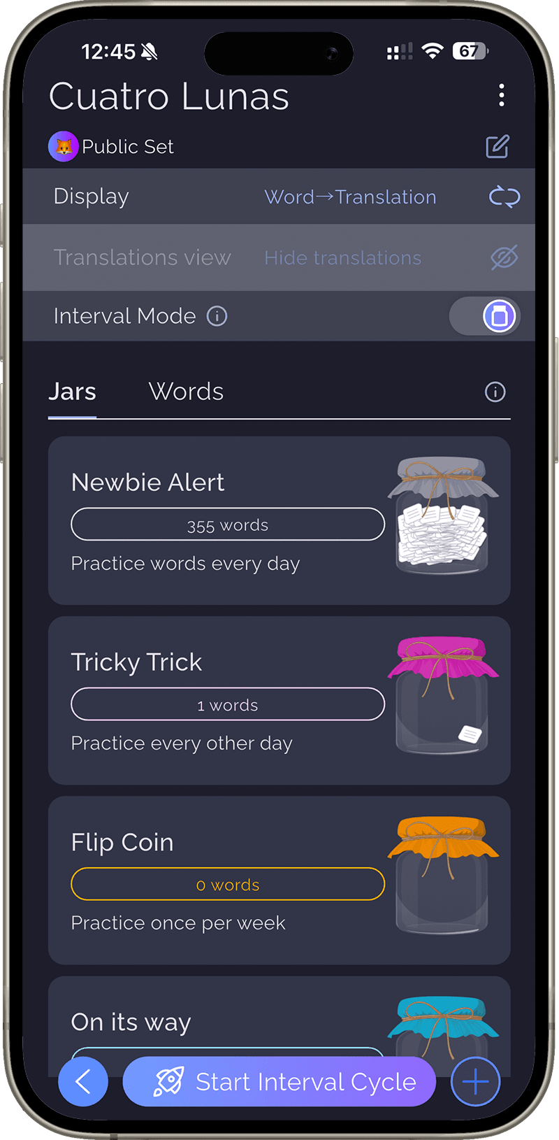 Leitner System — 5 spaced repetition jars in WordPlus