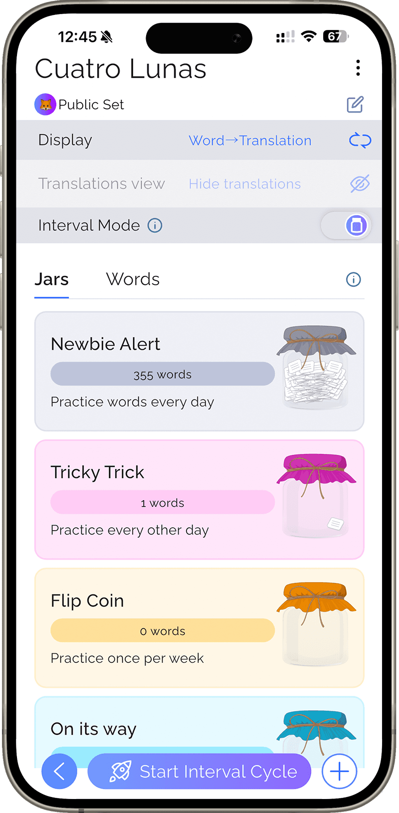 Leitner System — 5 spaced repetition jars in WordPlus